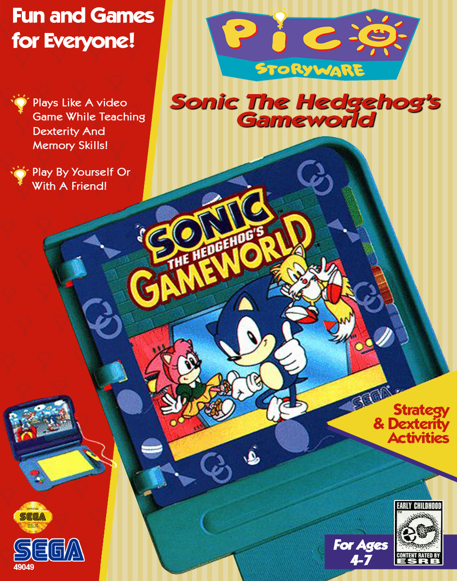 Sonic The Hedgehog's Gameworld box art for Sega Pico